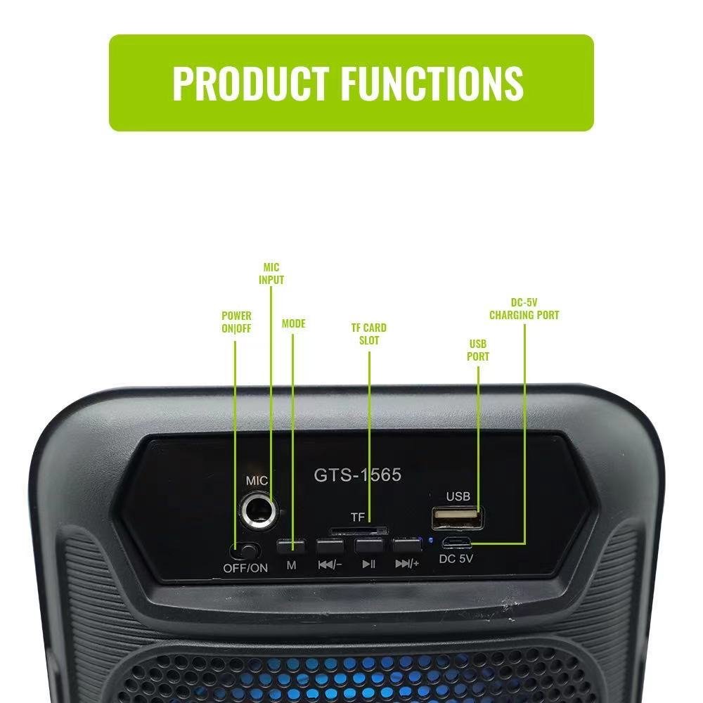 Alto-falante Bluetooth portátil Greatnice com 2 alto-falantes de 6,5 polegadas - Imagem 3